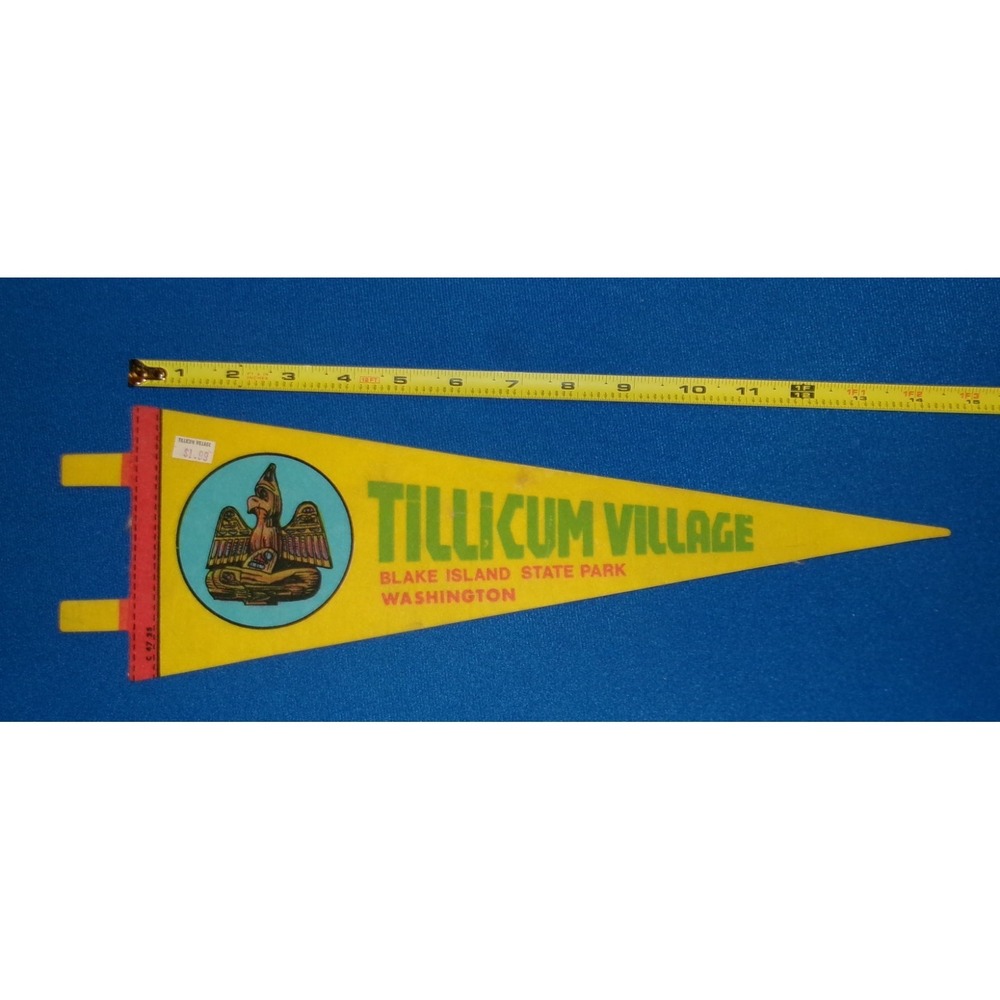 Vintage Tillicum Village Felt Pennant Blake Island State Park Washington 1960s